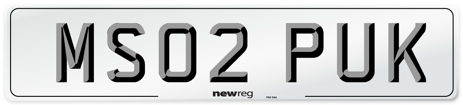 MS02 PUK Number Plate from New Reg